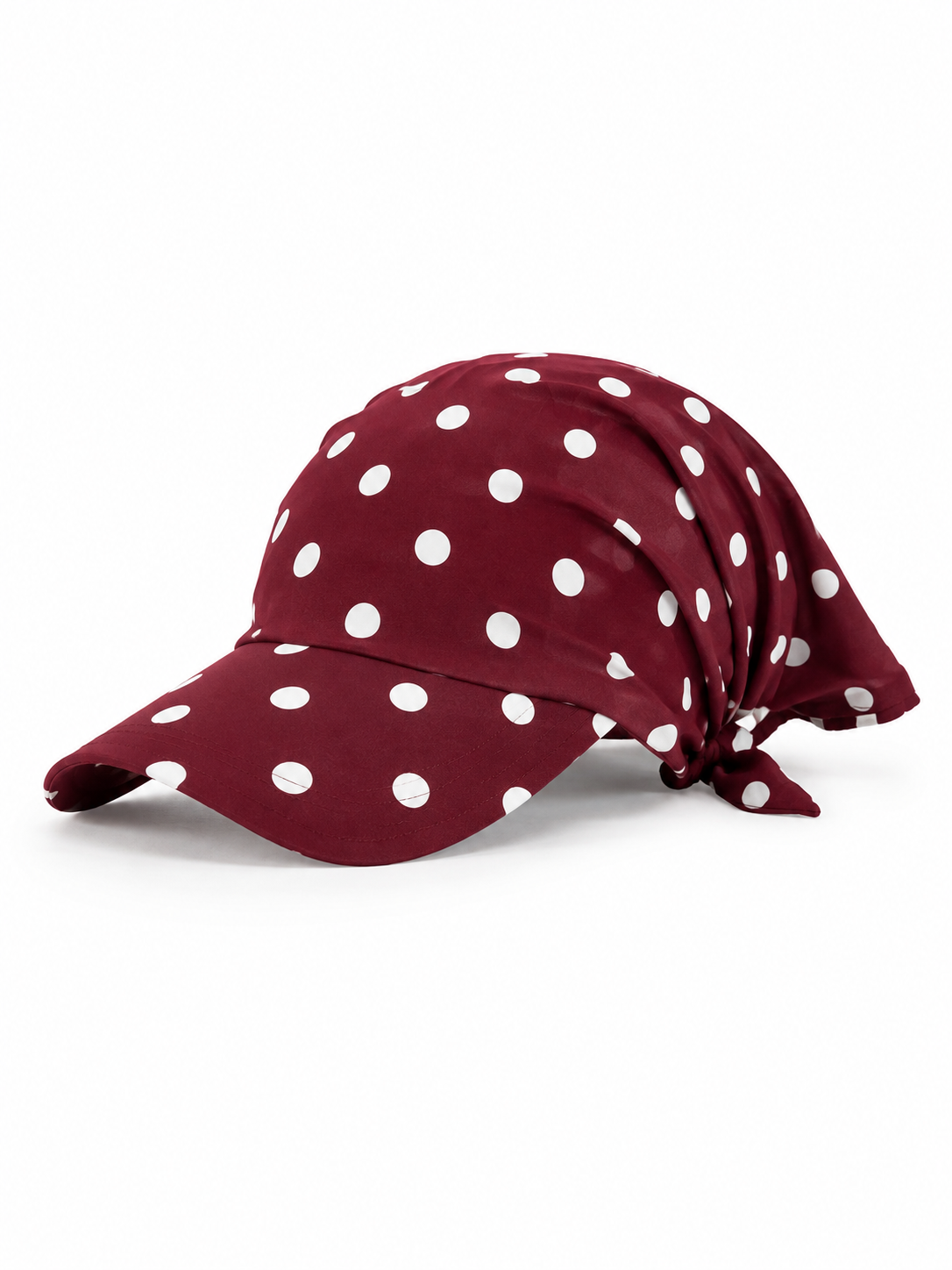Mymelis Bandana Running Cap Maroon Polkadot - Image 5