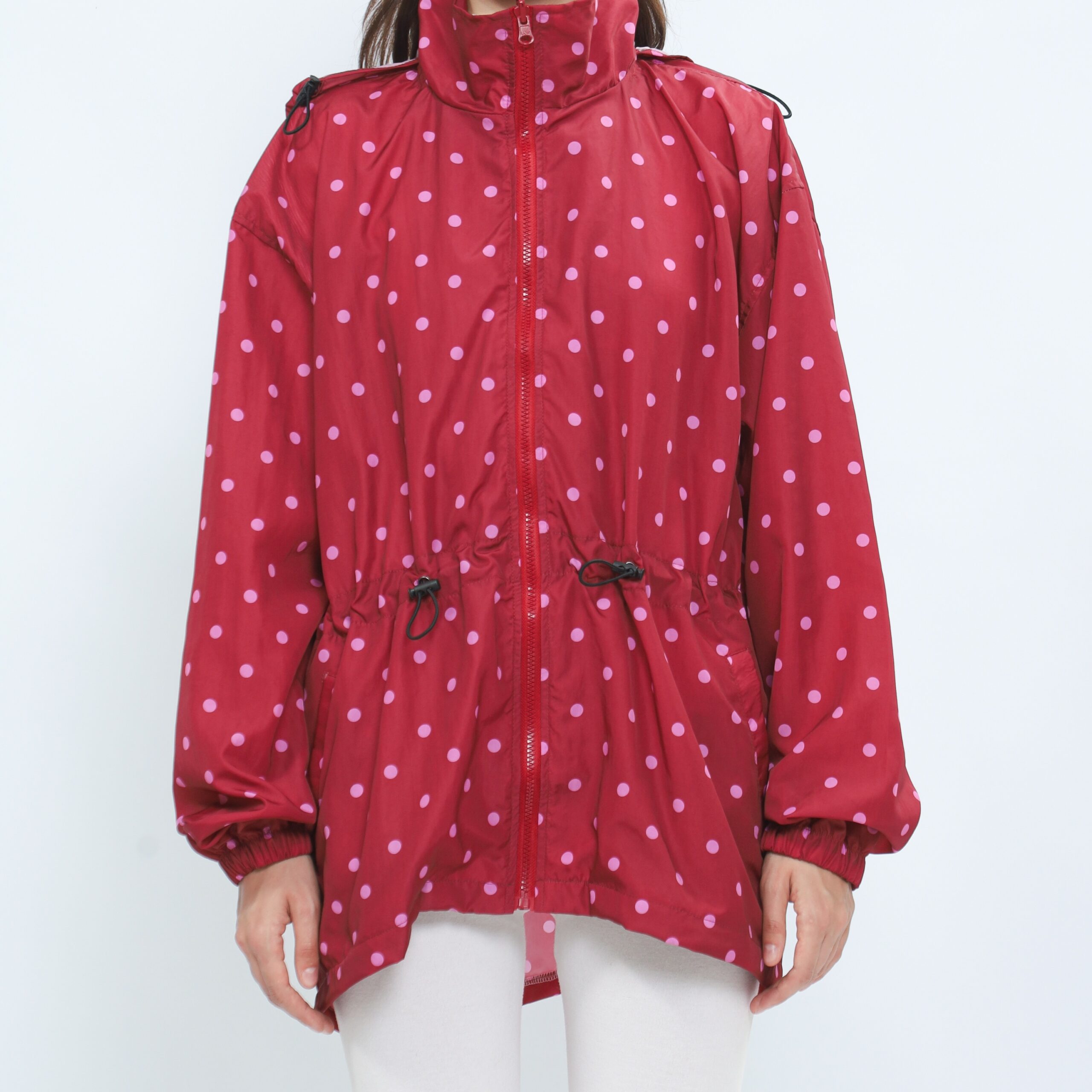 MYMELIS ADJUSTABLE MAROON POLKADOT WINDBREAKER
