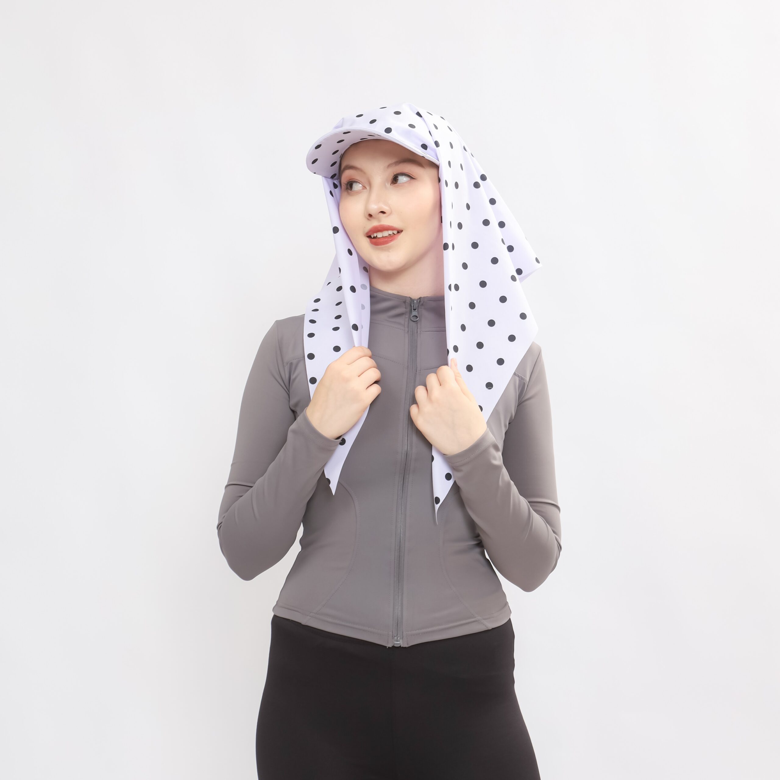 Running Cap White Polkadot