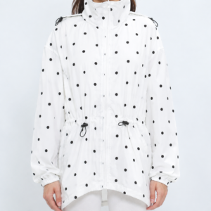 MYMELIS ADJUSTABLE WHITE POLKADOT WINDBREAKER
