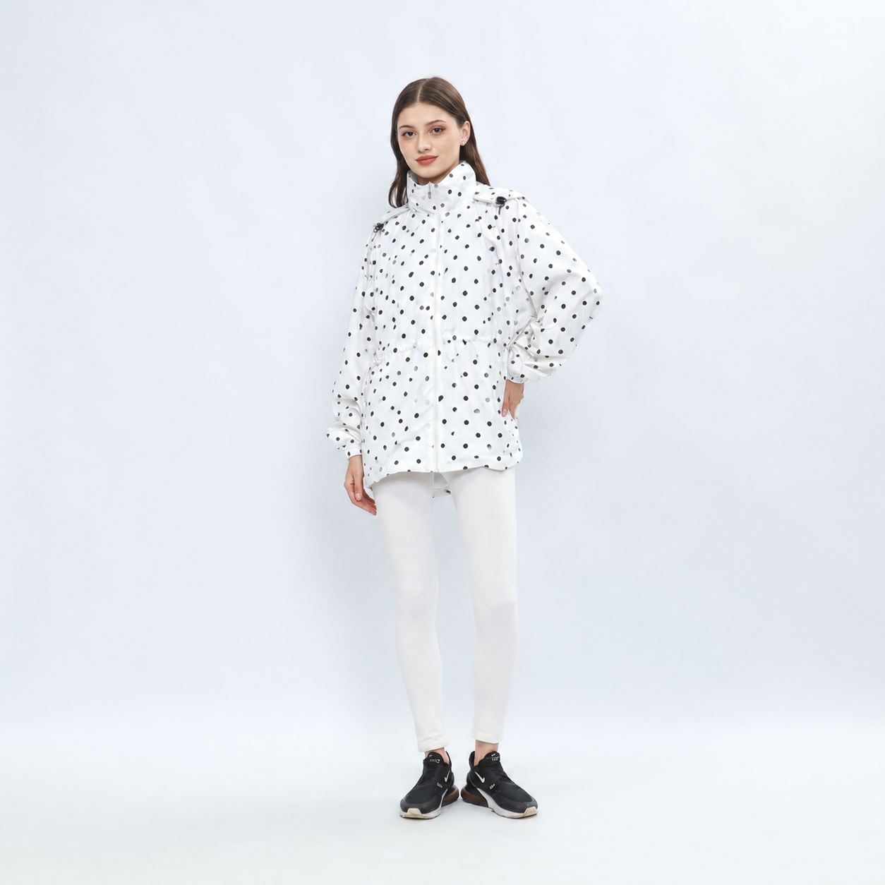 MYMELIS ADJUSTABLE WHITE POLKADOT WINDBREAKER - Image 2