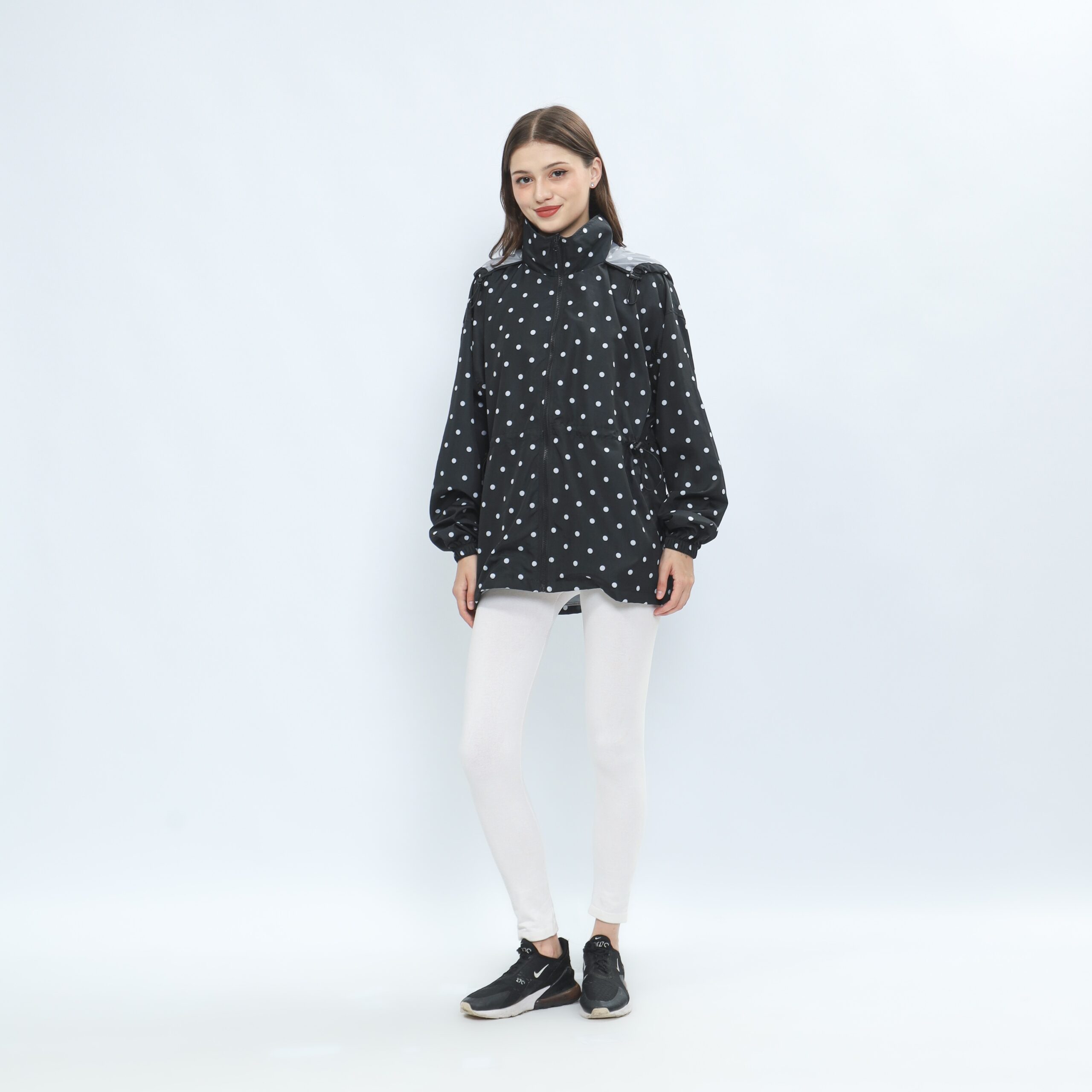 Mymelis Adjustable Black Polkadot Windbreaker - Image 4