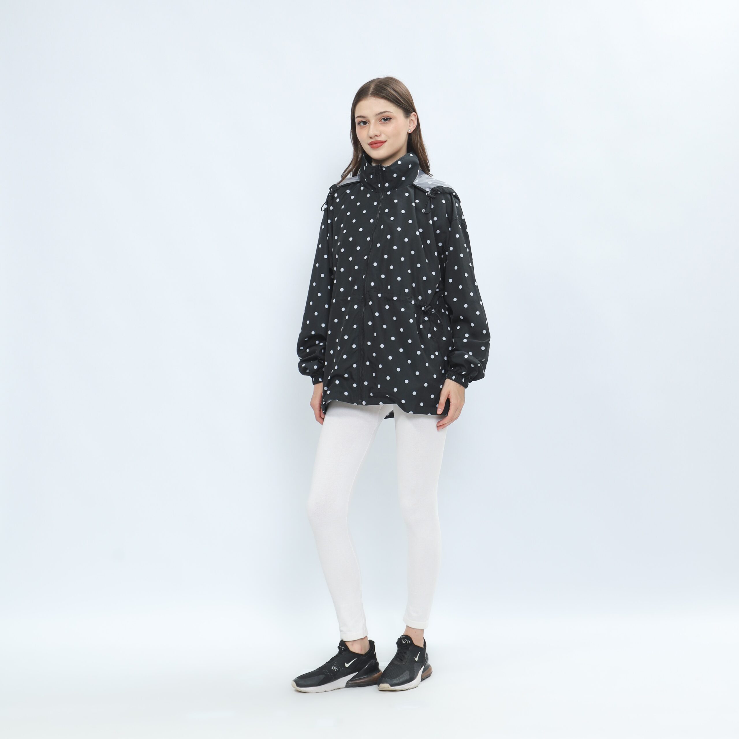 Mymelis Adjustable Black Polkadot Windbreaker - Image 3