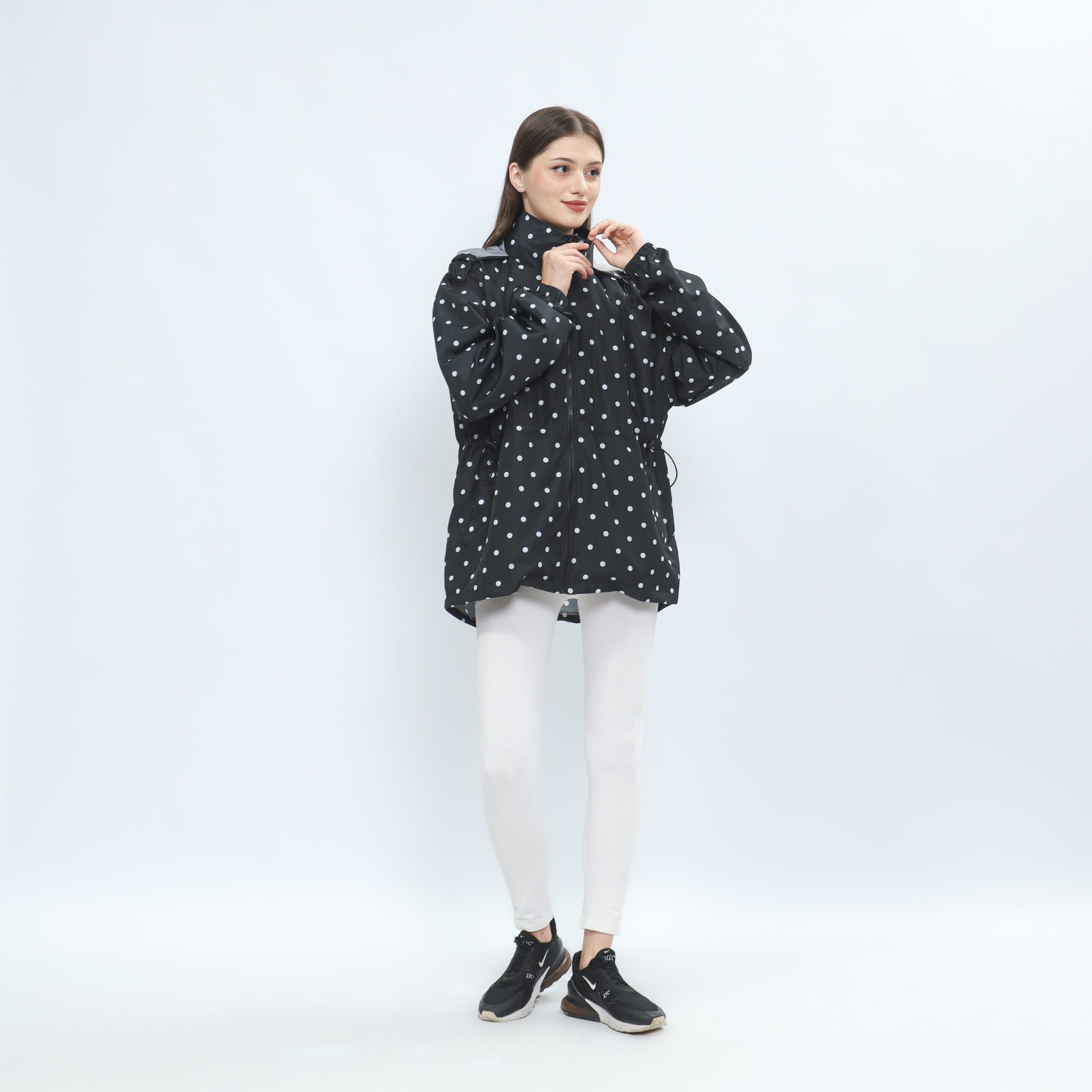 Mymelis Adjustable Black Polkadot Windbreaker - Image 2