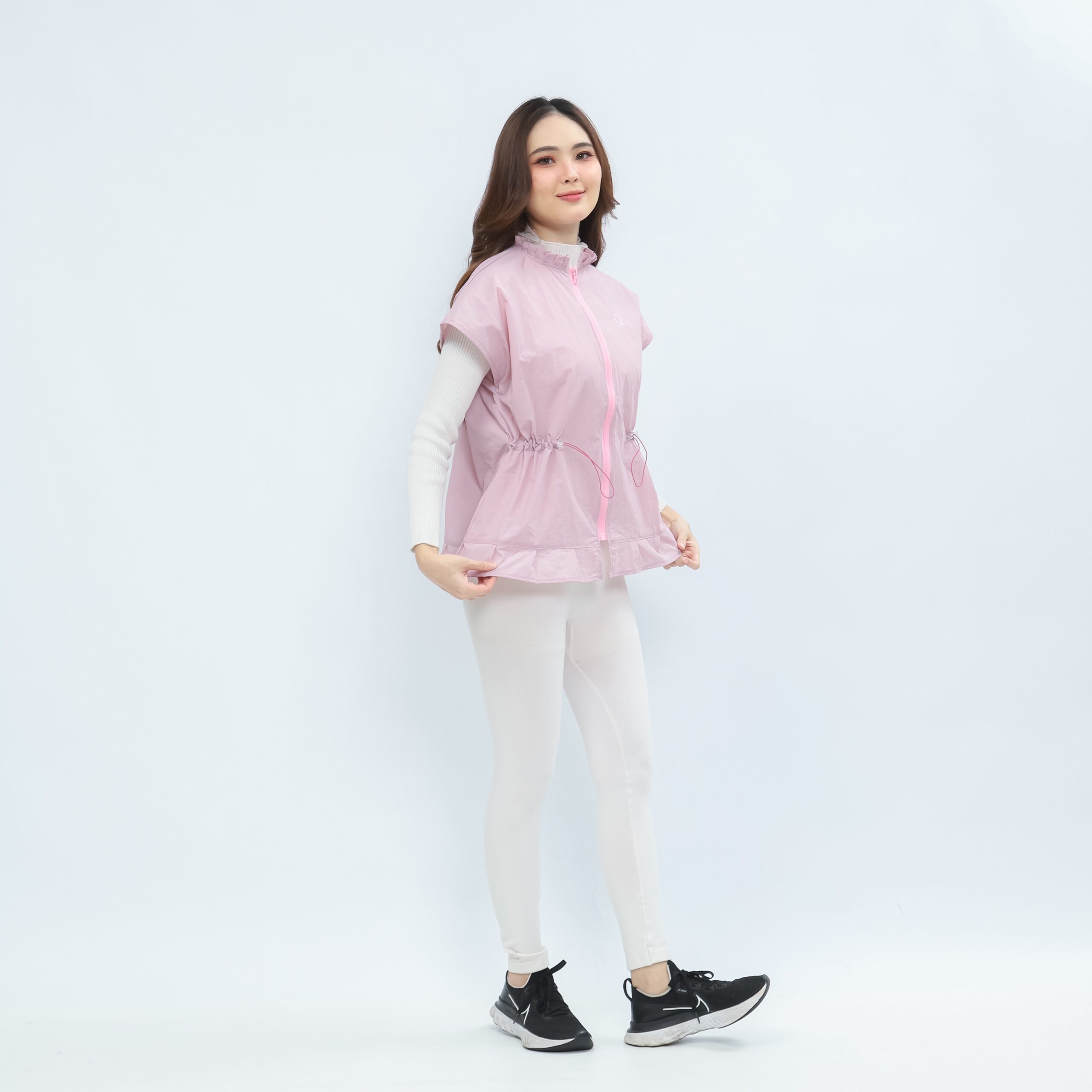 Mymelis Ruffle Sleeveless Windbreaker - Baby Pink - Image 6