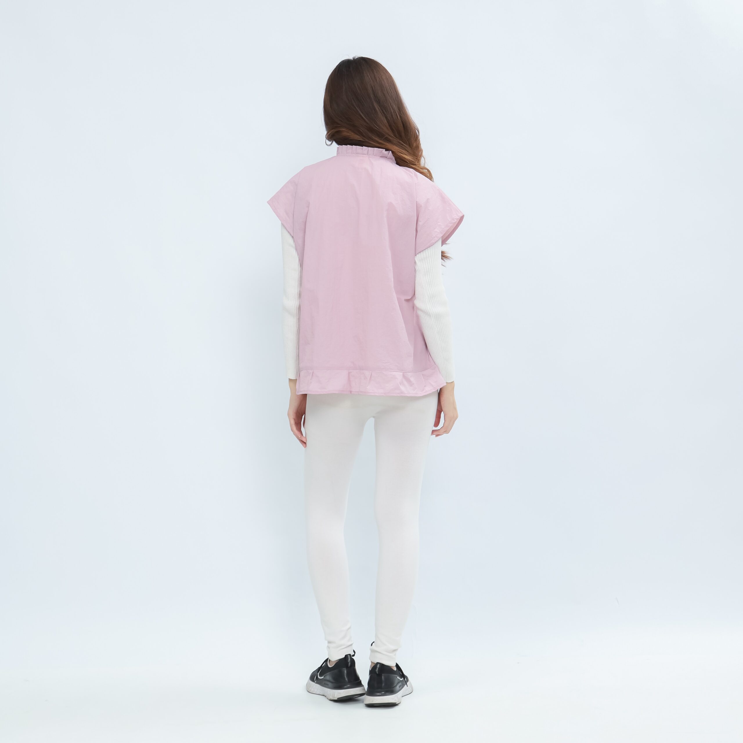 Mymelis Ruffle Sleeveless Windbreaker - Baby Pink - Image 5
