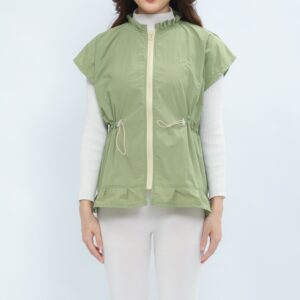 Mymelis Ruffle Sleeveless Windbreaker - Sage Green