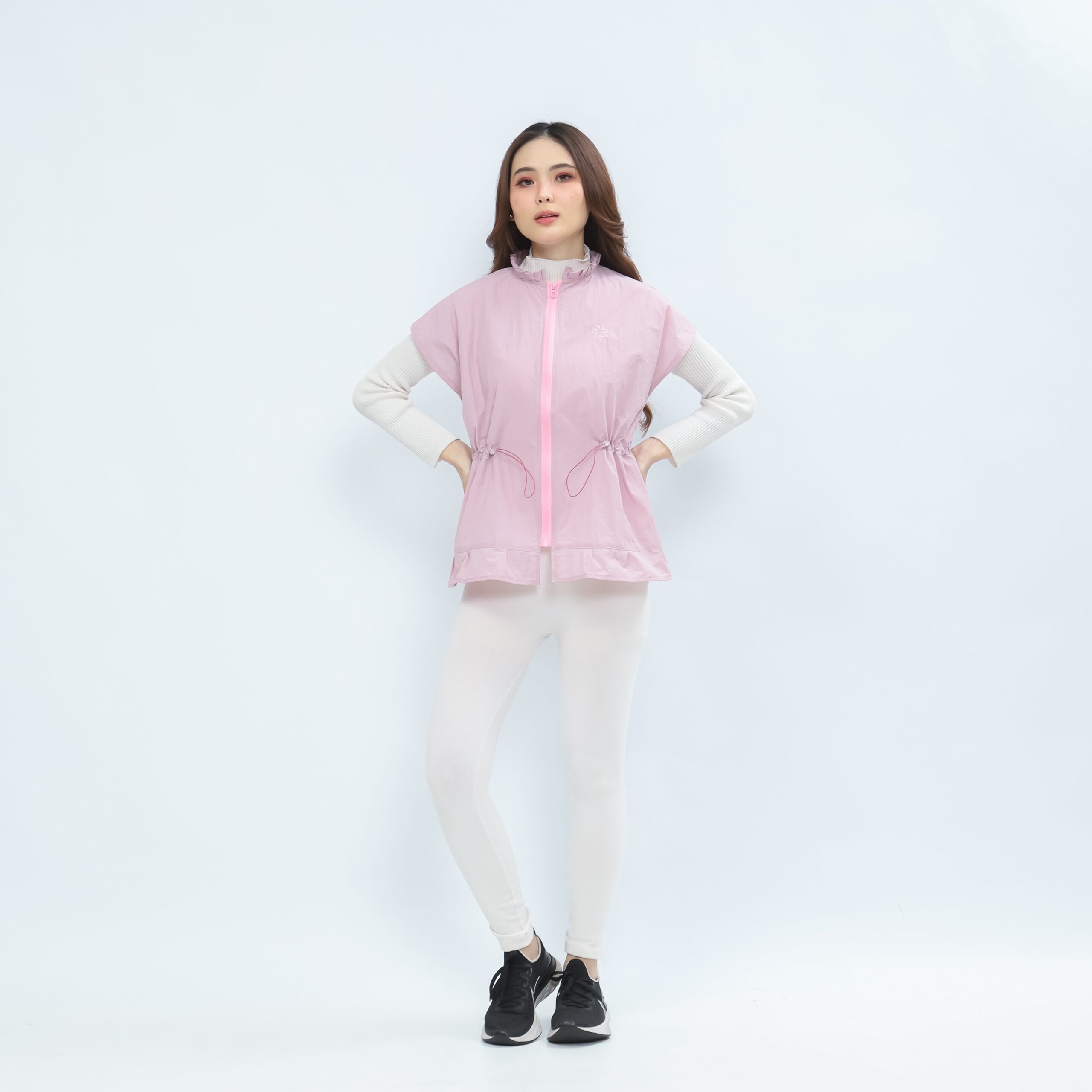 Mymelis Ruffle Sleeveless Windbreaker - Baby Pink - Image 2