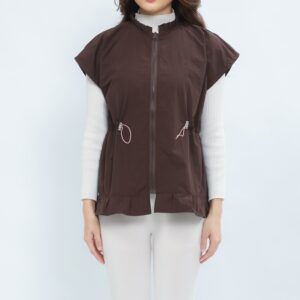 Mymelis Ruffle Sleeveless Windbreaker - Brown