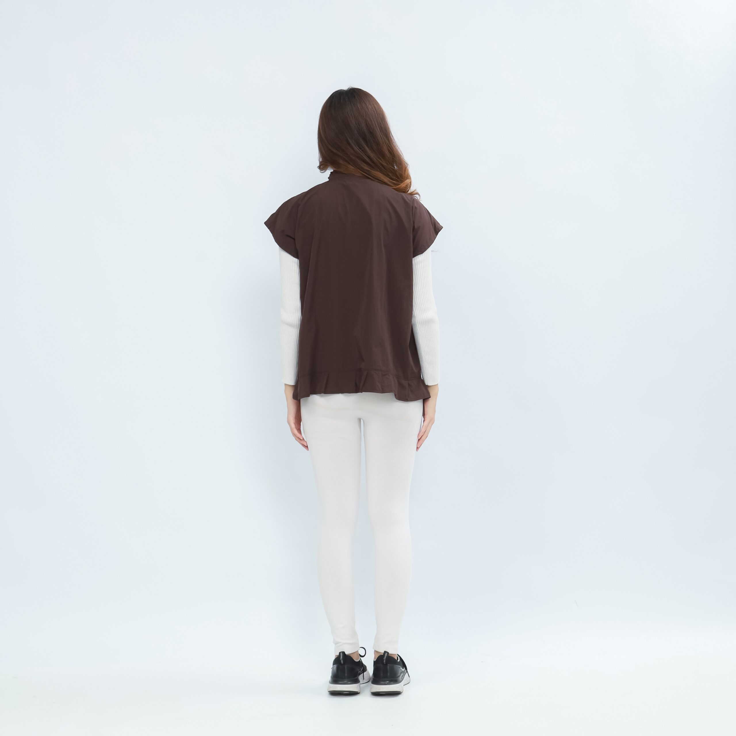 Mymelis Ruffle Sleeveless Windbreaker - Brown - Image 6