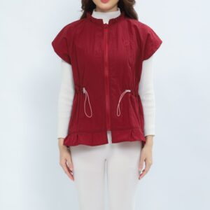 Mymelis Ruffle Sleeveless Windbreaker - Maroon
