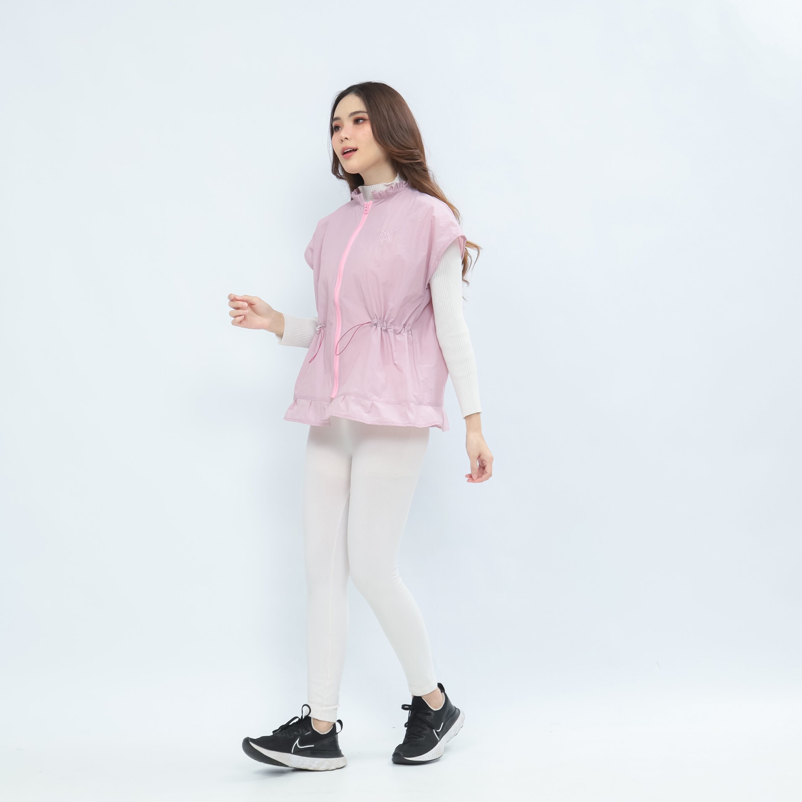 Mymelis Ruffle Sleeveless Windbreaker - Baby Pink - Image 3